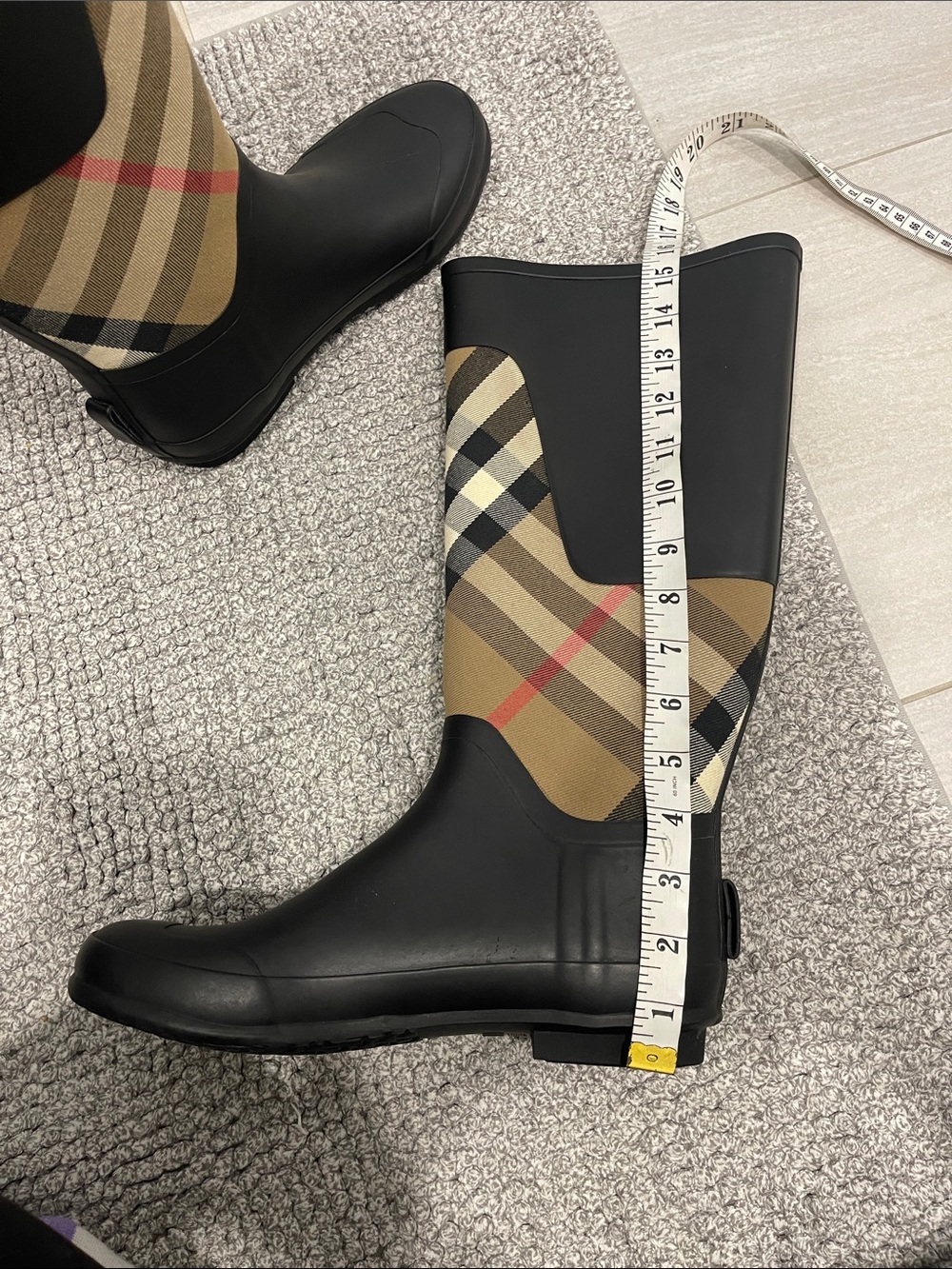 Burberry Nova check tall rain boots rubber size 39 authentic luxury boots - Picture 14 of 16